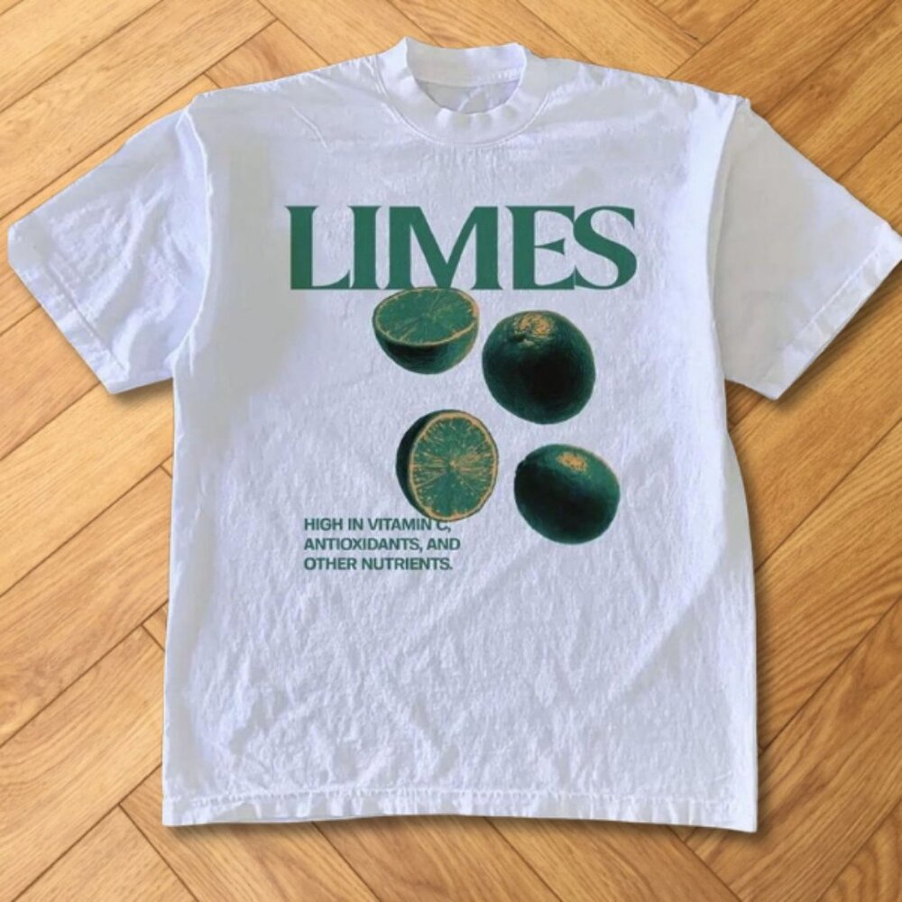 Green Limes Fruit Aesthetic Graphic Tee White